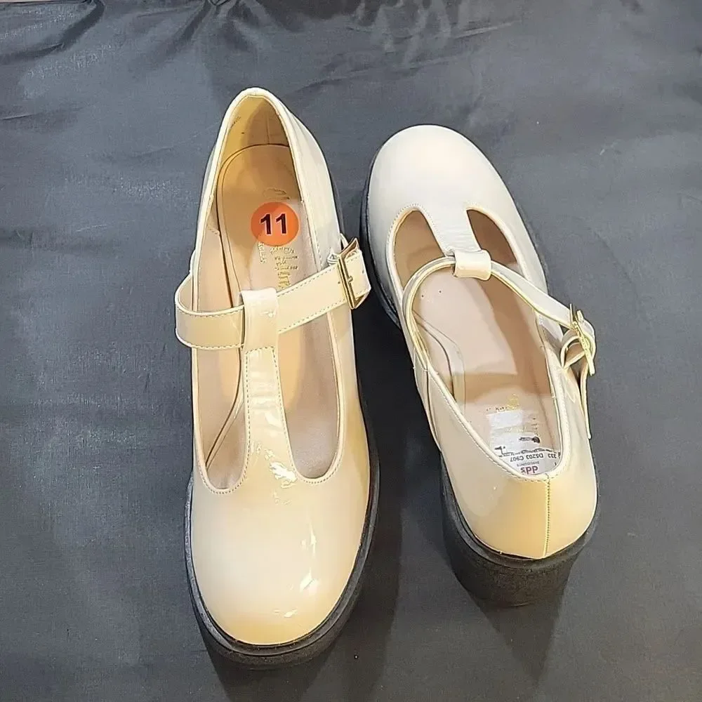 BRAND NEW CHASE+C WOMEN’S ROUND TOE T-STRAP BLOCK HEEL SHOE G1